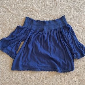 Blue off the shoulder summer top
